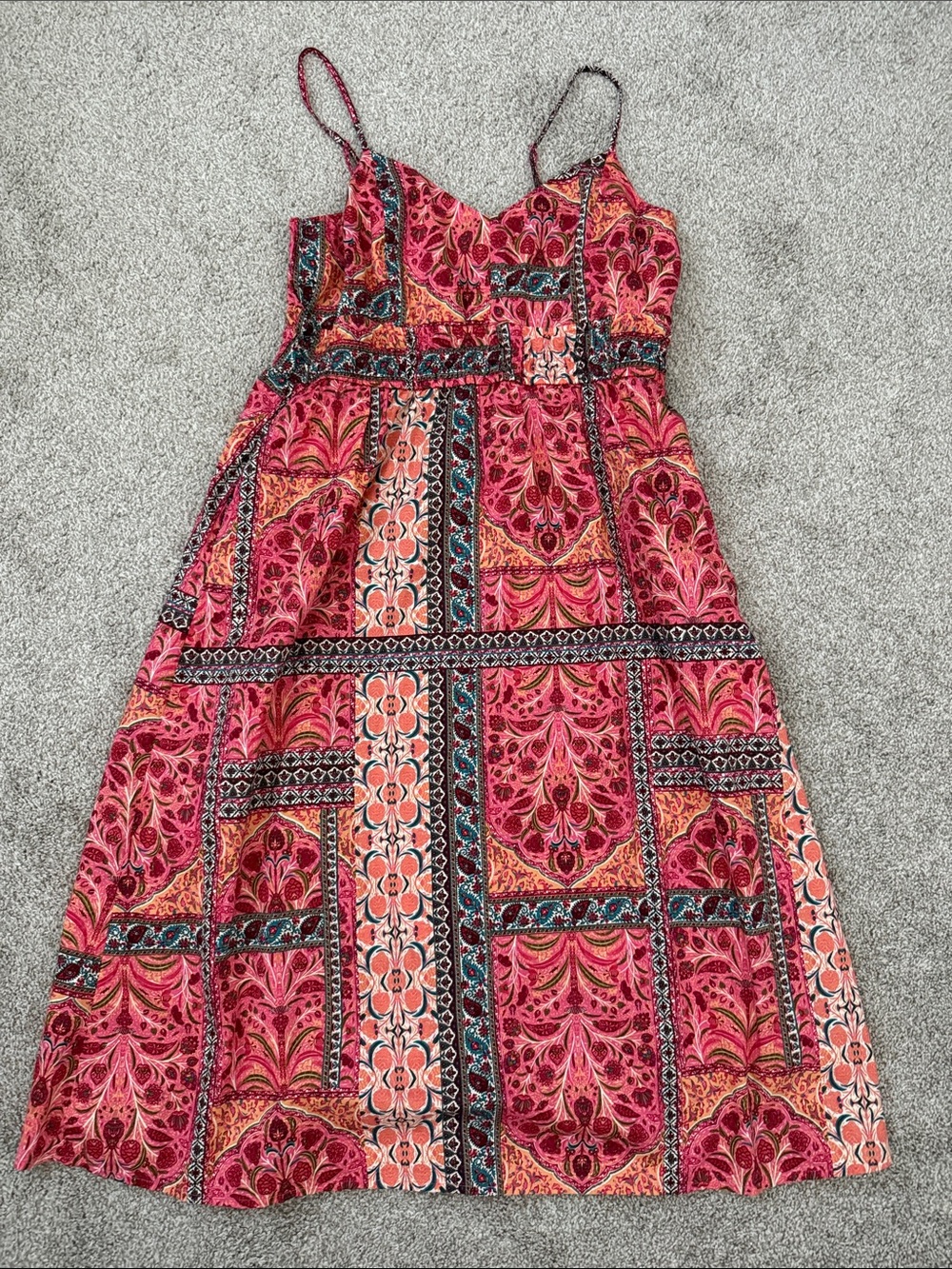 Old Navy Pink Floral Patchwork Midi Dress